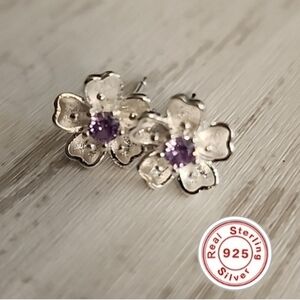 Plum Blossom 925 Flower Earrings